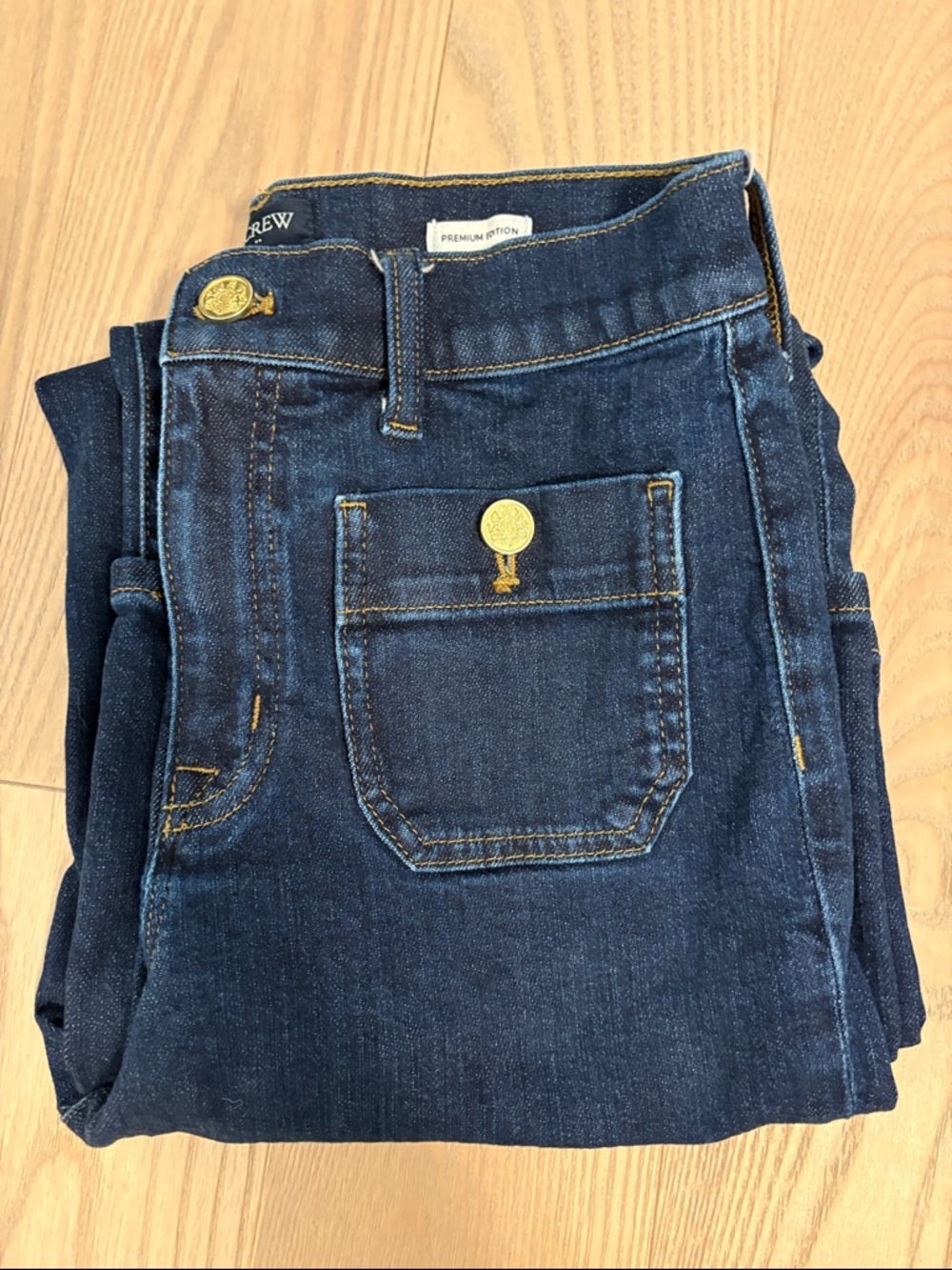 J. Crew Indigo Wide-Leg Denim Jeans with Button-Front Pockets - Picture 4 of 9